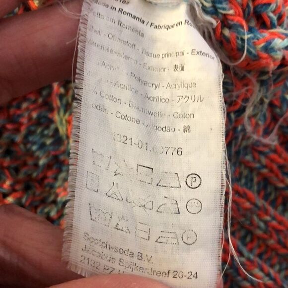 Eye catching Maison Scotch Multicolor Zip Sleeve Cotton Blend Sweater. - Picture 12 of 16